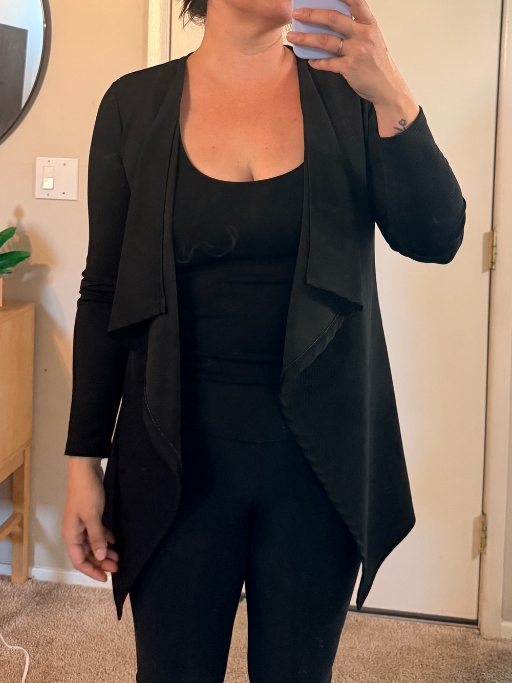 SHEIN Black Open Drape Long-Sleeve Jacket